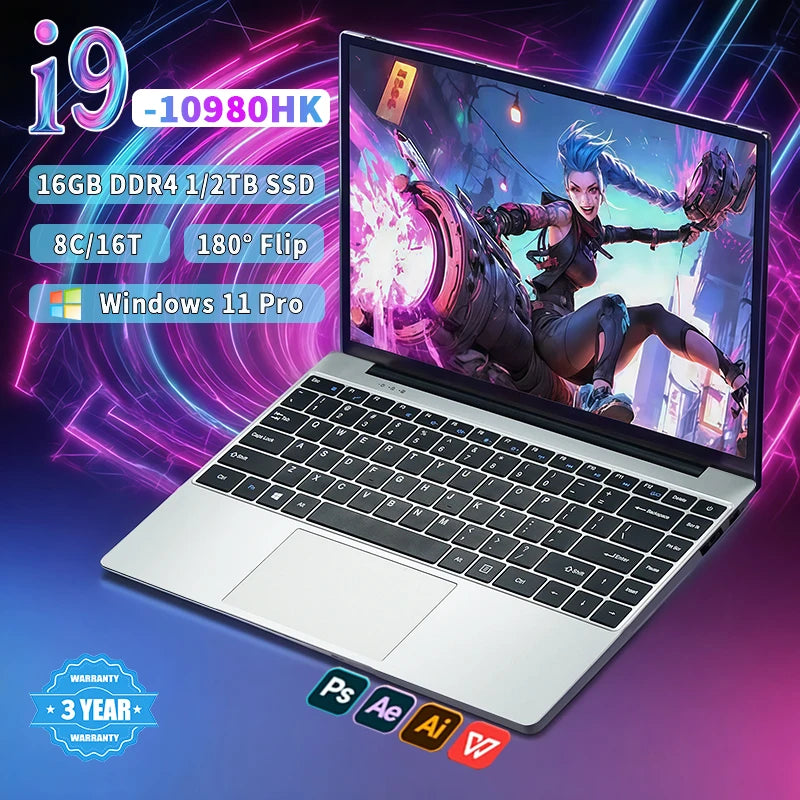 14.1 inch Portable Core i9-10980HK Windows 11 Pro Notebook - ElectronAge
