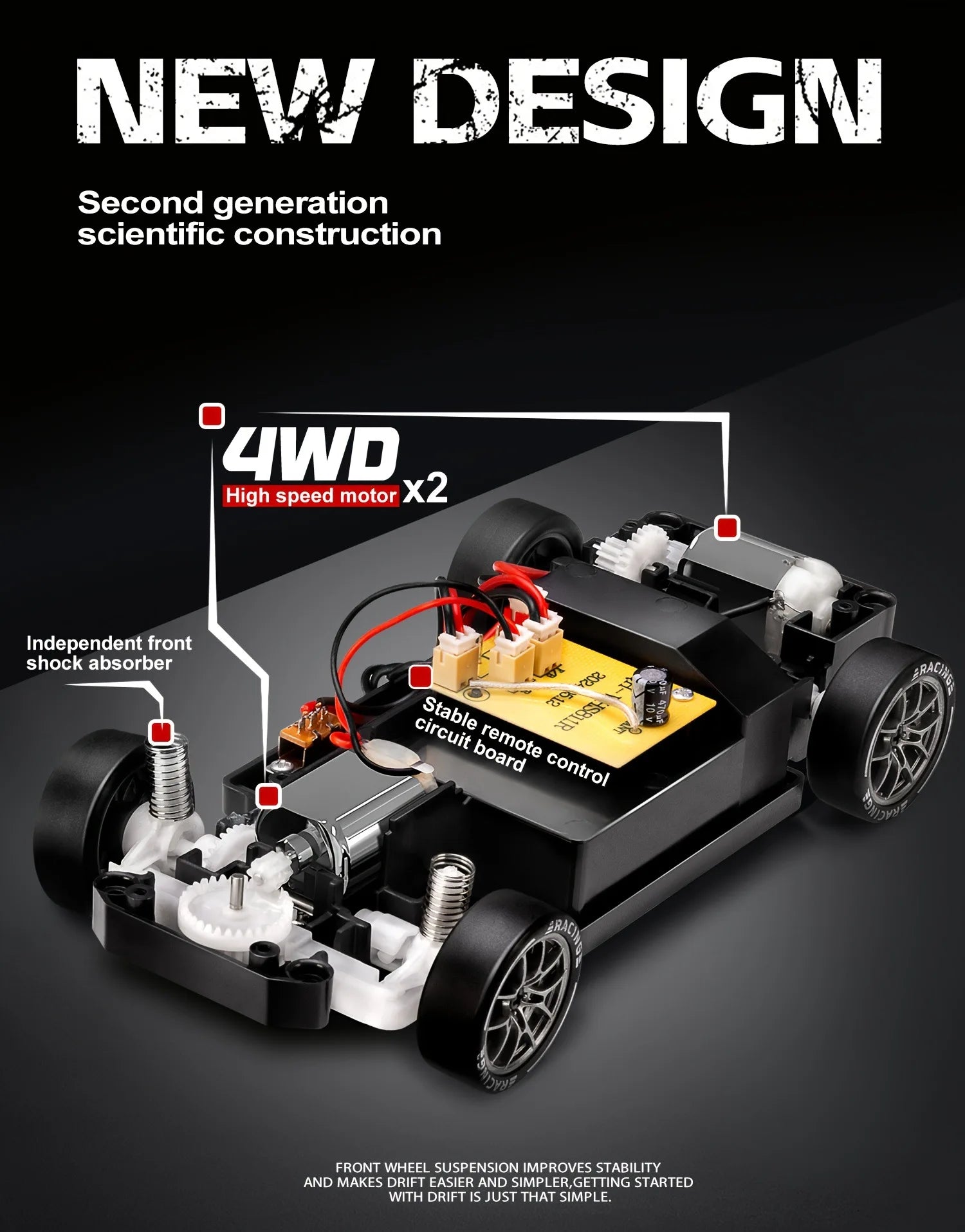 4WD 1:24 Semi-Proportional RC Drift Car - ElectronAge