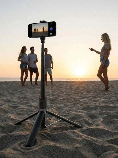 63" Professional Selfie Stick Tripod Combo - Portable Extendable Phone Stand with Remote for iPhone & Android