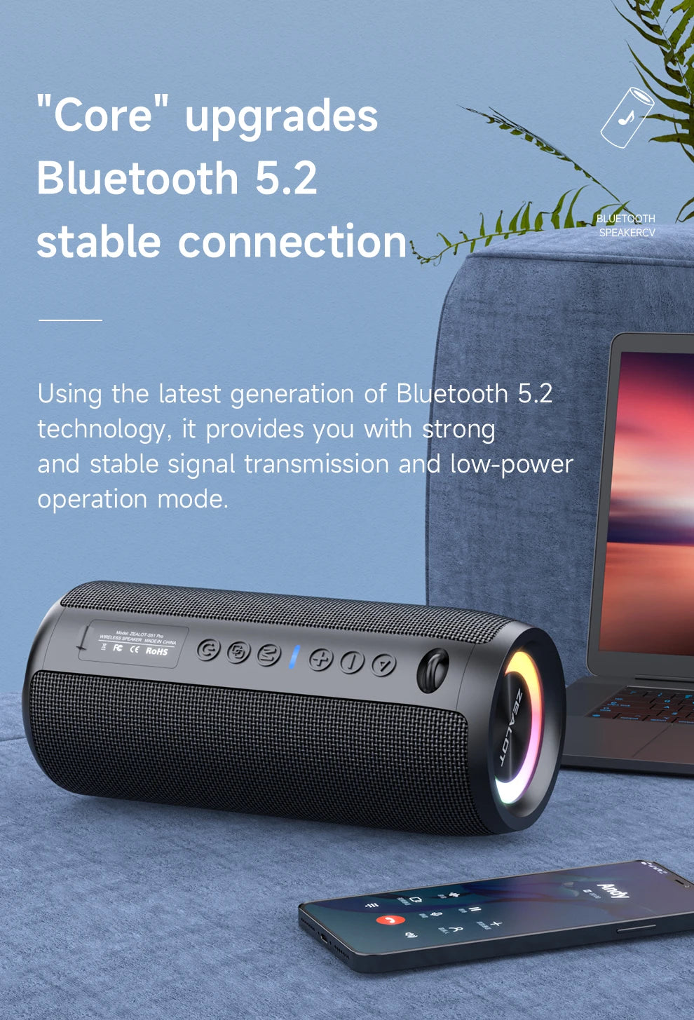 ZEALOT-S51PRO 40W High-power Bluetooth Speaker - ElectronAge