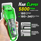 Professional Hair Clipper Trimmer Kit for Men with Travel Case, Rechargeable, LED Display, Green