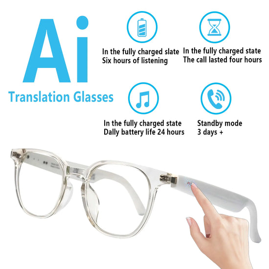 AI Translation Smart Glasses, photochromic lenses, support 160+ languages real-time translation, fashionable audio glasses.