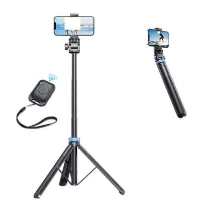 3-in-1 Bluetooth Selfie Stick Tripod with Remote for 360 Extendable Portable Vlogging Stand Black Lightweight and Adjustable