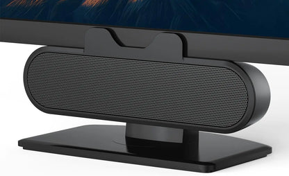 USB Monitor Speaker Bar with Clip-On, HD Stereo Loud Sound for Desktop PC and Laptop, Easily Clamps to Monitor