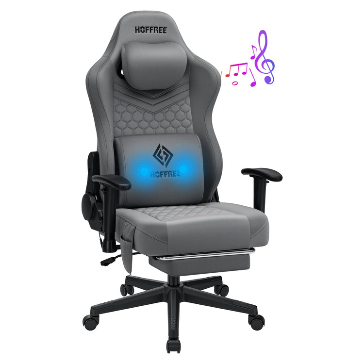 Hommpa 350lbs Gaming Chair Suede Fabric with Speakers - ElectronAge