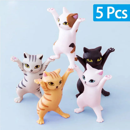1/4Pcs Cats Pen Holder Funny Cat Doll Ornaments Crafts Earphone Support For Room Office Desk Home Decoration Accessories