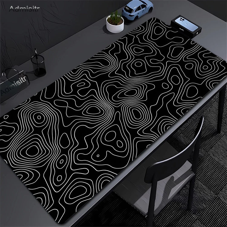 Admisitr XXL Desk Mat Black And White Strata Liquid Mousepad - ElectronAge