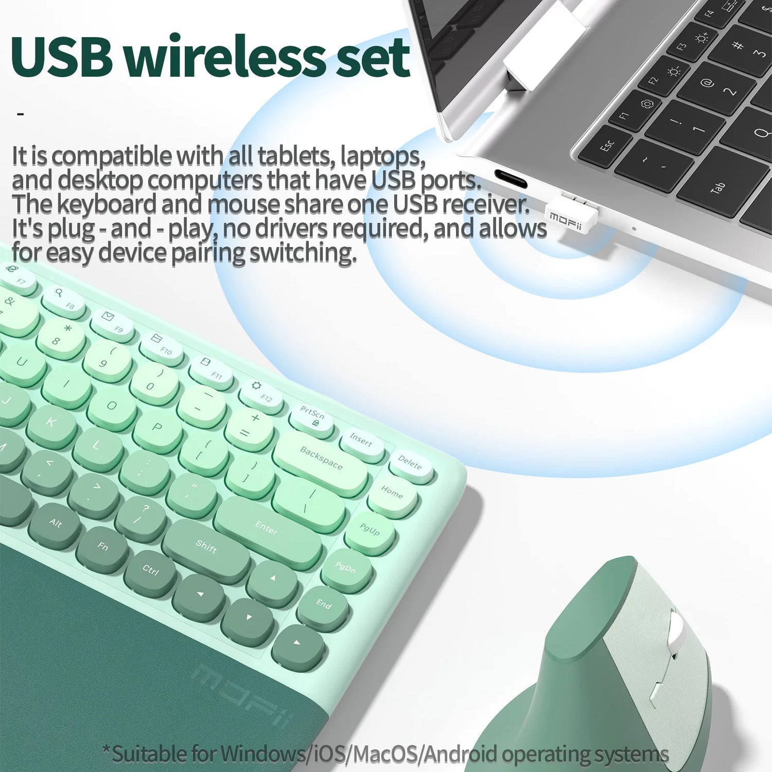 MOFii 1 Set Ergonomic Wireless Keyboard and Mouse Combo - ElectronAge