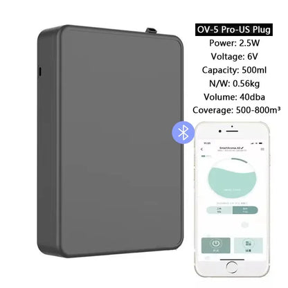 Smart Essential Oil Battery Diffuser Bluetooth App Control Coverage 500m³ Wall Mounted Aroma Diffuser Scent Machine Hotel Home