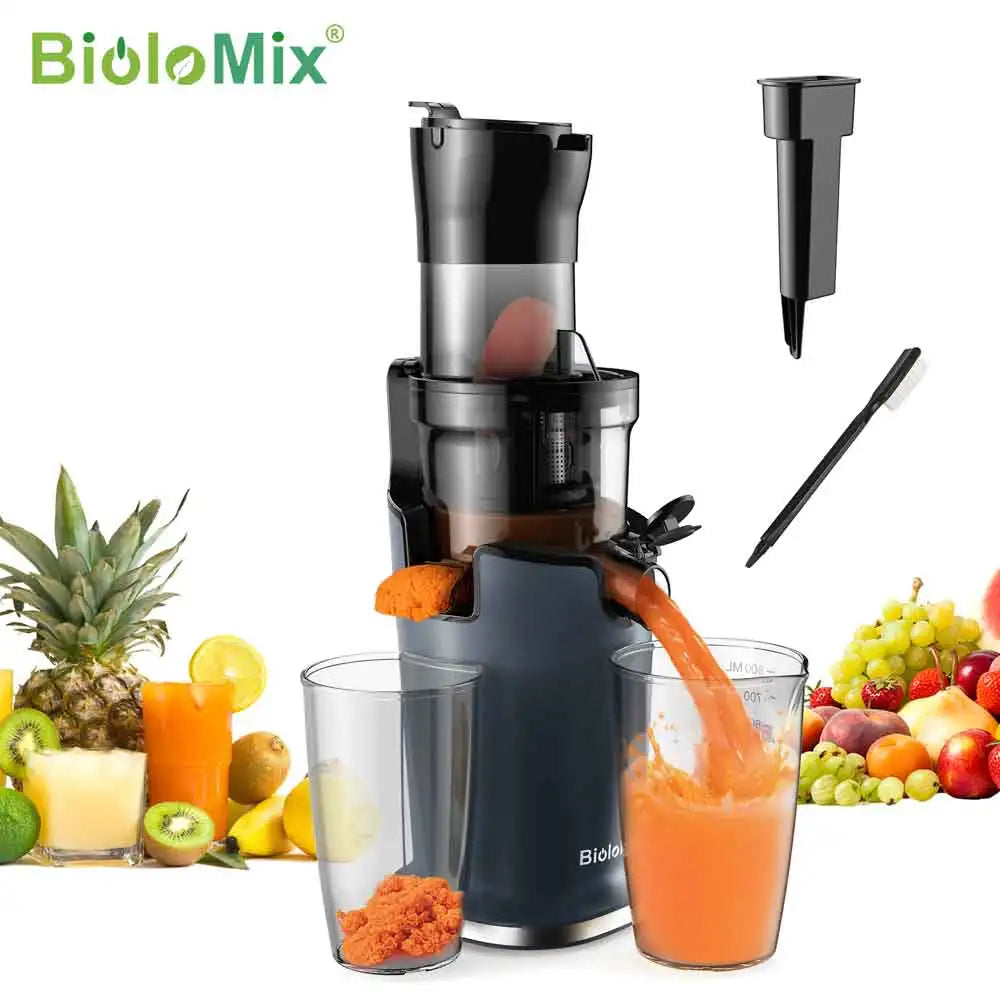BioloMix Cold Press Juicer with 78mm Feed Chute, 200W 40-65RPM Powerful Motor Slow Masticating Juice Extractor Fits Whole Fruits - ElectronAge