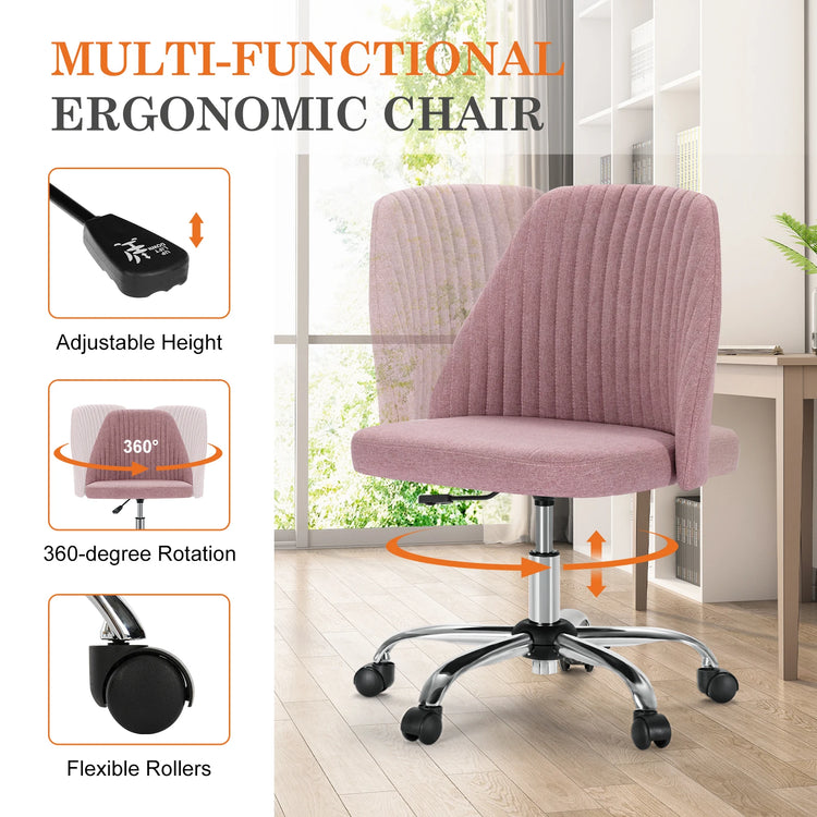 MCQ Armless Ergonomic Fabric Office Chair with 360° Swivel - ElectronAge