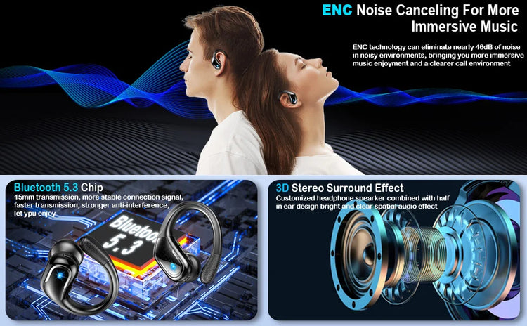 arikasen 75Hrs Bluetooth 5.3 Earphones - ElectronAge