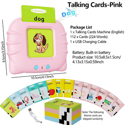 2 in 1 Talking Flash Cards & LCD Writing Tablet English Interactive Learning Machine Education Toy Gift for Boys Girls Toddler