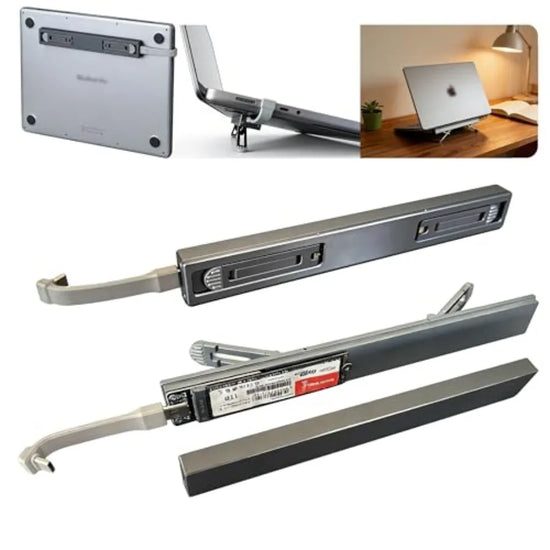 Laptop stand and M.2 SSD enclosure for MacBook expansion