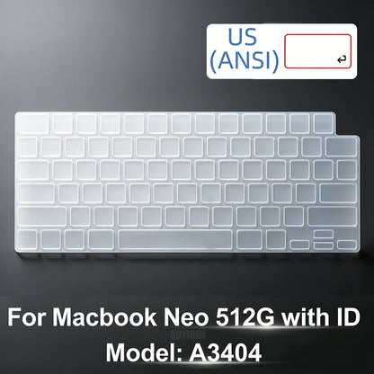 2026 New TPU Keyboard Cover for MacBook Neo 13 A3404, US & EU Layout Compatible, Ultra-Thin Clear Transparent Keyboard Protector