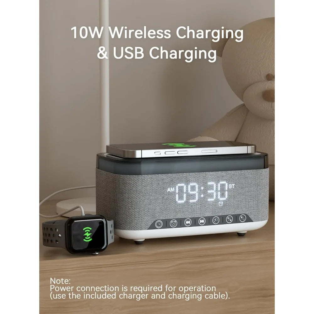 Multifunction Alarm Clock with Fast Wireless Charging 10W - ElectronAge