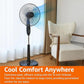 Basics 16-Inch Pedestal Fan with Remote Control Adjustable Height Dual-Layered Blades 3 Speed Settings for