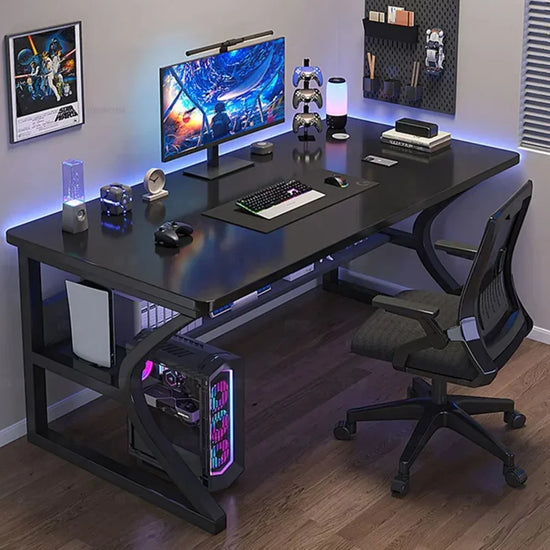 80x50x75cm Modern Large Home Office Desk,Simple Executive Writing Table with Storage,Metal Wooden Study Work PC Gaming Table