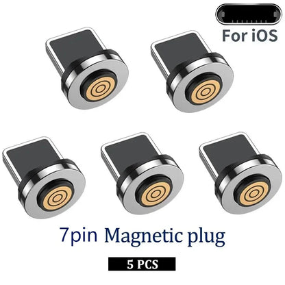 5PCS 7PIN Magnetic Cable Plug Round Fast Charging Adapter Tips for IPhone Samsung Huawei Xiaomi Red Mi OPPO Magnet Charger 2028