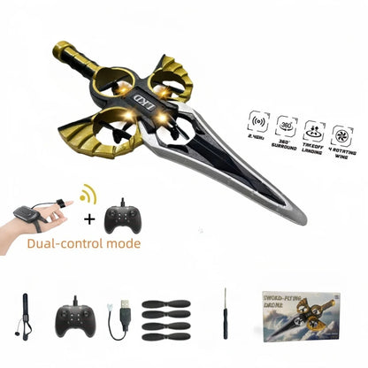 2.4G remote-controlled flying sword - 4-axis flying sword with light display, wristwatch control for special sword shape