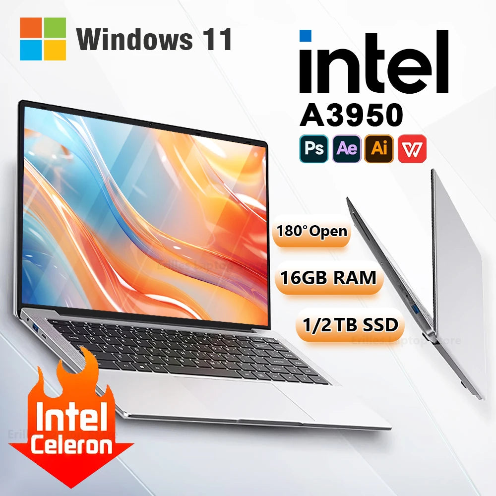 2026 14.1 Inch Notebook Computer Intel A3950 Ultra Slim Laptop - ElectronAge