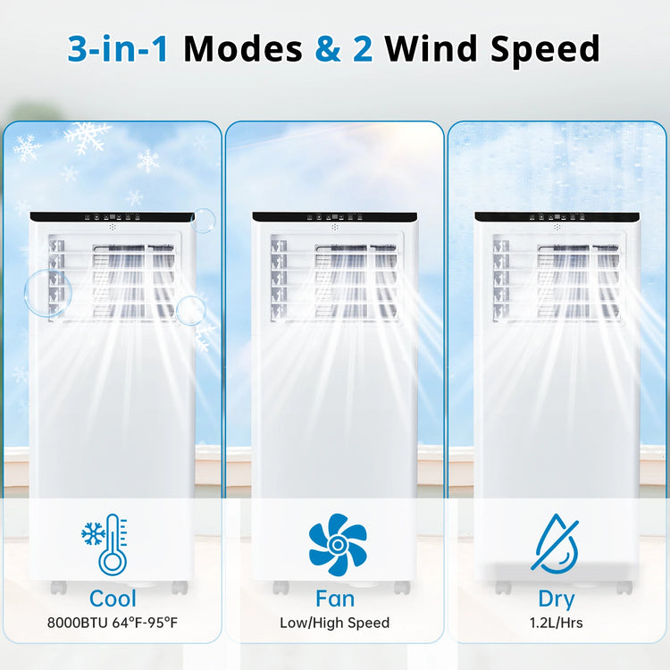 Acekool 8000 BTU 3-in-1 Quiet Portable Air Conditioner - ElectronAge