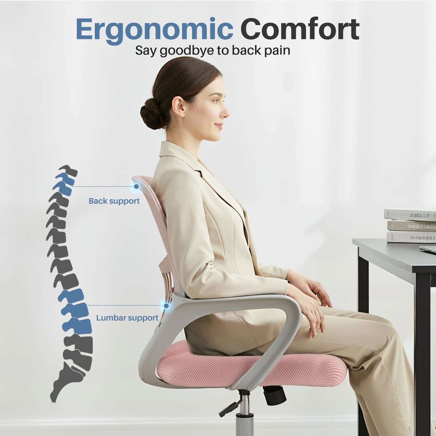 MCQ Fixed Armrest Office Desk Chair - ElectronAge