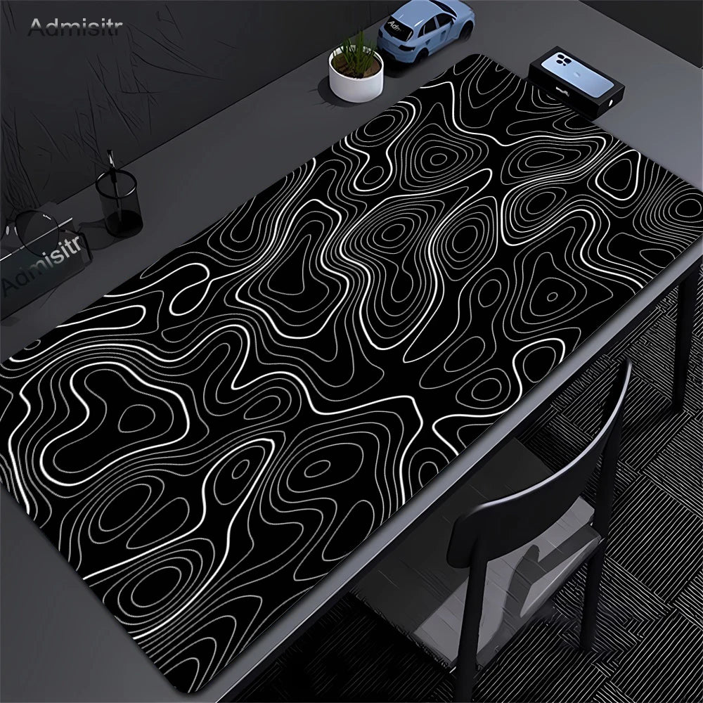 Admisitr XXL Desk Mat Black And White Strata Liquid Mousepad - ElectronAge
