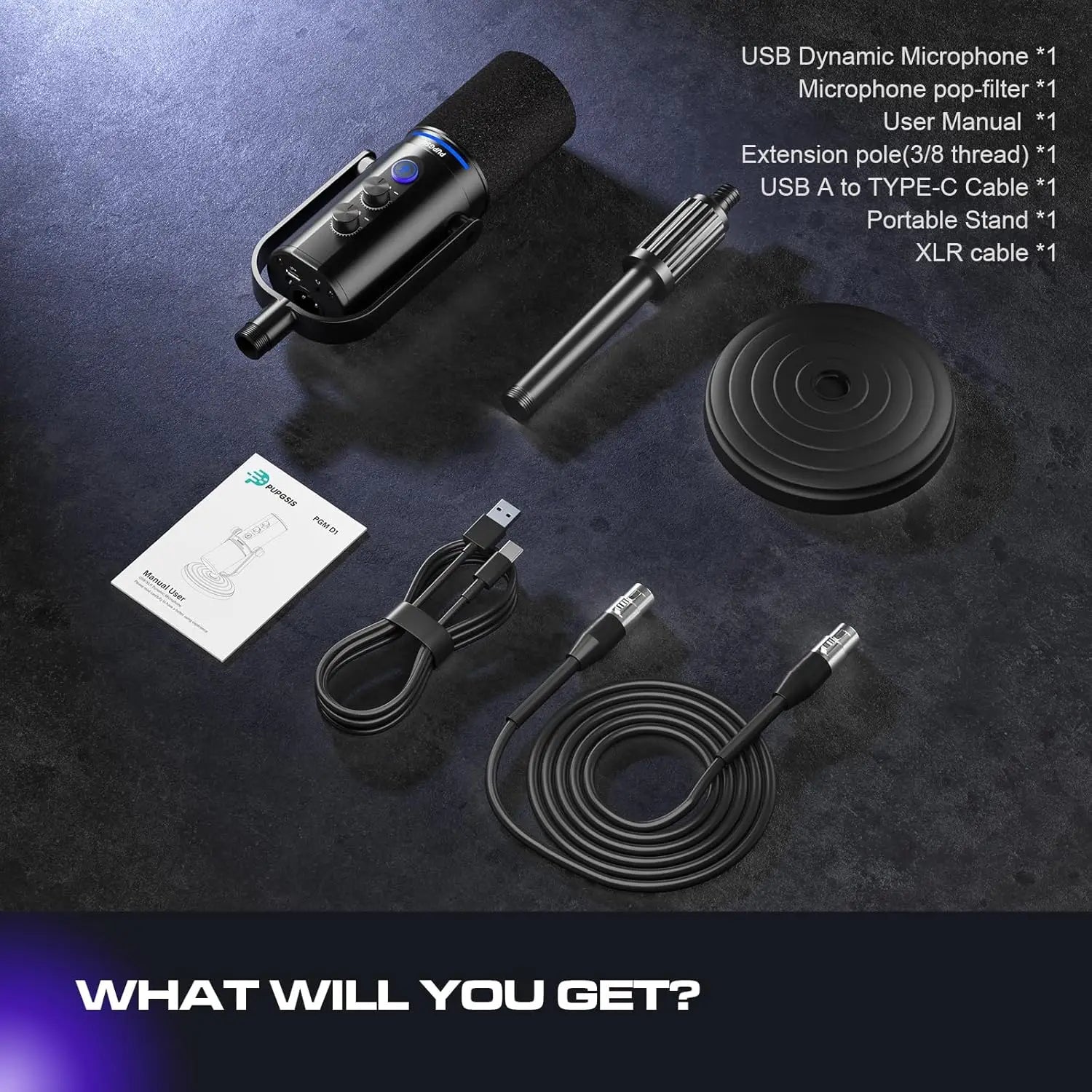 ORTIZAN Podcast Dynamic Microphone, XLR/USB Recording PC - ElectronAge