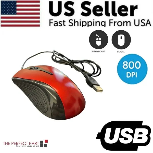 USB 2.0 Optical Wired Scroll Wheel Mouse - ElectronAge