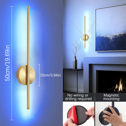 2P Rechargeable LED Wall Lamp 4400mah RGB 50CM Removable Wall Sconce Bedroom Bedside Living Room Décor Fixture Magnetism Chassis