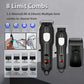 Professional Rechargeable Hair Clipper Hair Trimmer with 8 Limit Combs, LCD Display, Adjustable Blade for Men, Barbers, Home Use