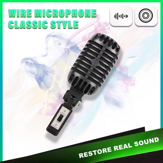 Vintage Black Metal Microphone for Classic Dynamic Vocal Mic - ElectronAge