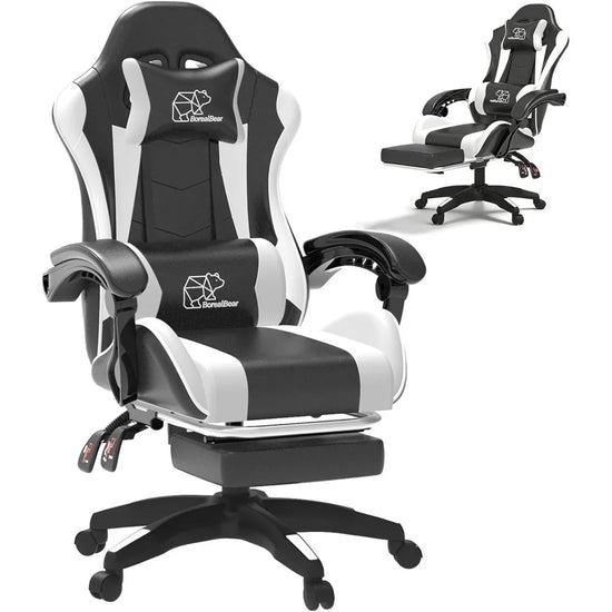 Ergonomic Gaming Chair, Leather Office Chairs with Foot Rest - ElectronAge