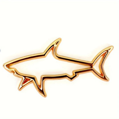 3D Metal Car Shape Sticker Hollow Shark Badge Decal for Cars