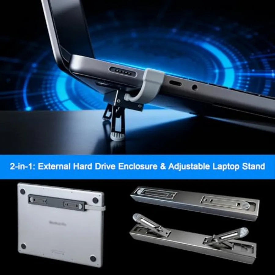 Laptop stand and M.2 SSD enclosure for MacBook expansion - ElectronAge