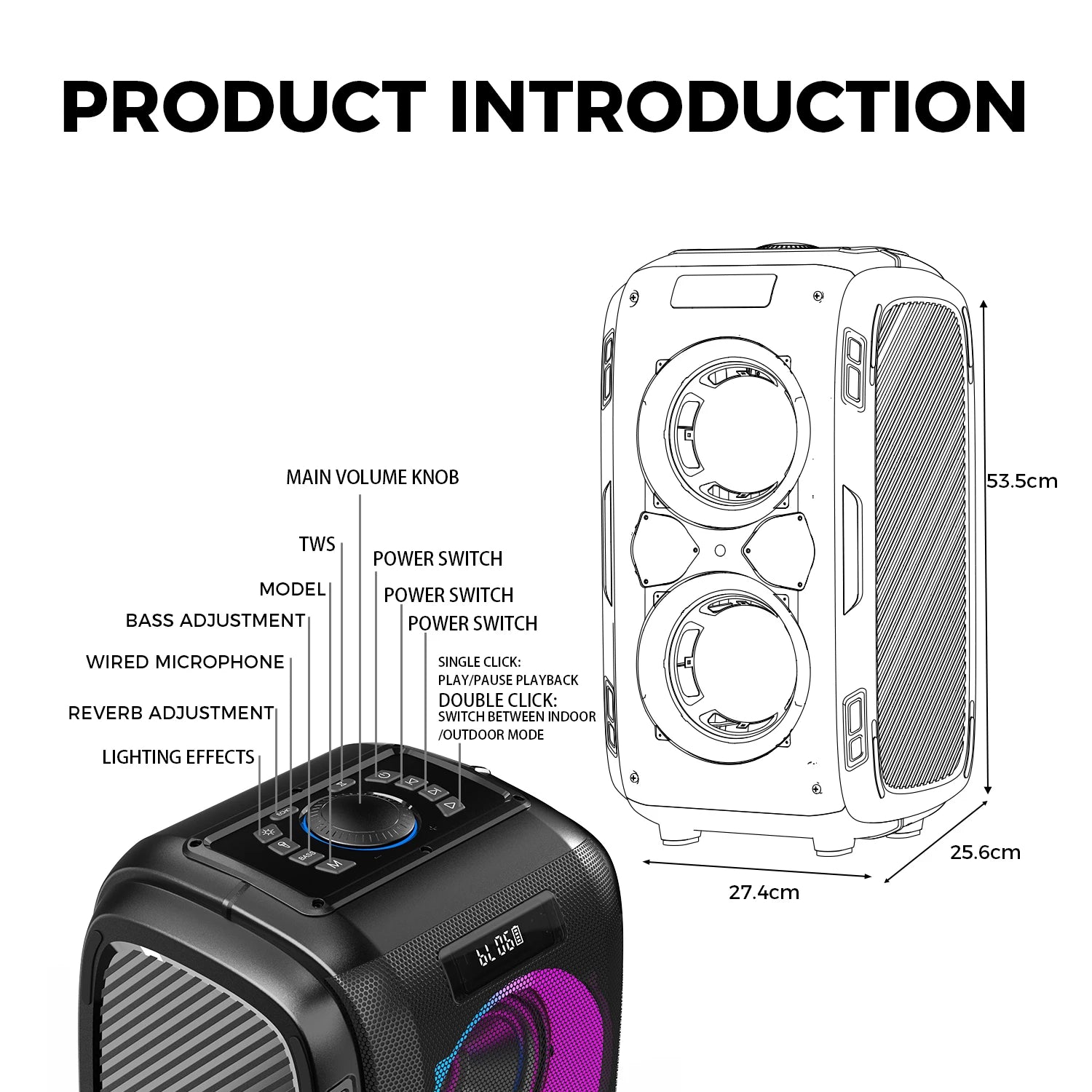 W-KING 250W PEAK Large Bluetooth Speaker - ElectronAge