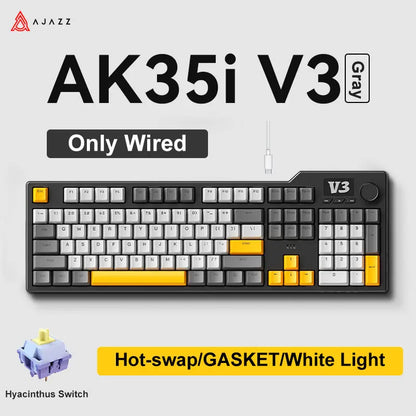 Ajazz AK35I V3/V4 MAX Tri-mode Wired Bluetooth Wireless Gaming Keyboard - ElectronAge