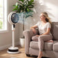 Adjustable Height Oscillating Pedestal Fan with Remote, 8 Speeds, 12H Timer for Indoor and Outdoor Use (White)