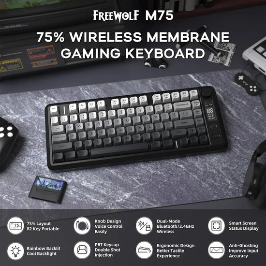 ATTACK SHARK M75 Wireless Membrane Gaming Keyboard - ElectronAge