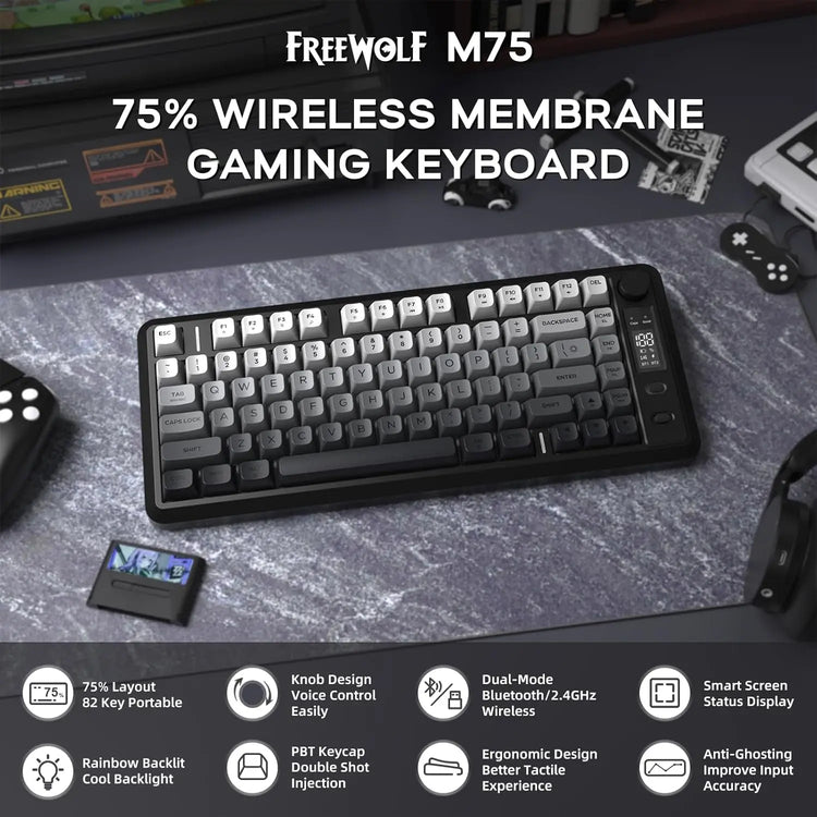 ATTACK SHARK M75 Wireless Membrane Gaming Keyboard - ElectronAge