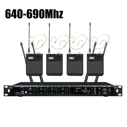 Leicozic 4 Channel Wireless Microphone Professional Radio System - ElectronAge