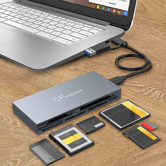 6 in 1 CFexpress Type B/CF/XD/MS/SD/TF All In One Card Reader 10Gbps Multi Memory Card Reader with Cable for Windows XP  OS