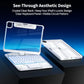 Transparent Keyboard Case for iPad Pro 11 Inch M5 2025/M4 2024 with Multi-Touch Trackpad 360 Rotating Stand 7-Color 3-Level Bac