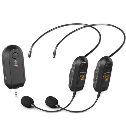 2.4G Head-worn/Lavalier Wireless Microphone Set Portable with LED Digital Display for Megaphone Microphone Speaker Outdoor Use