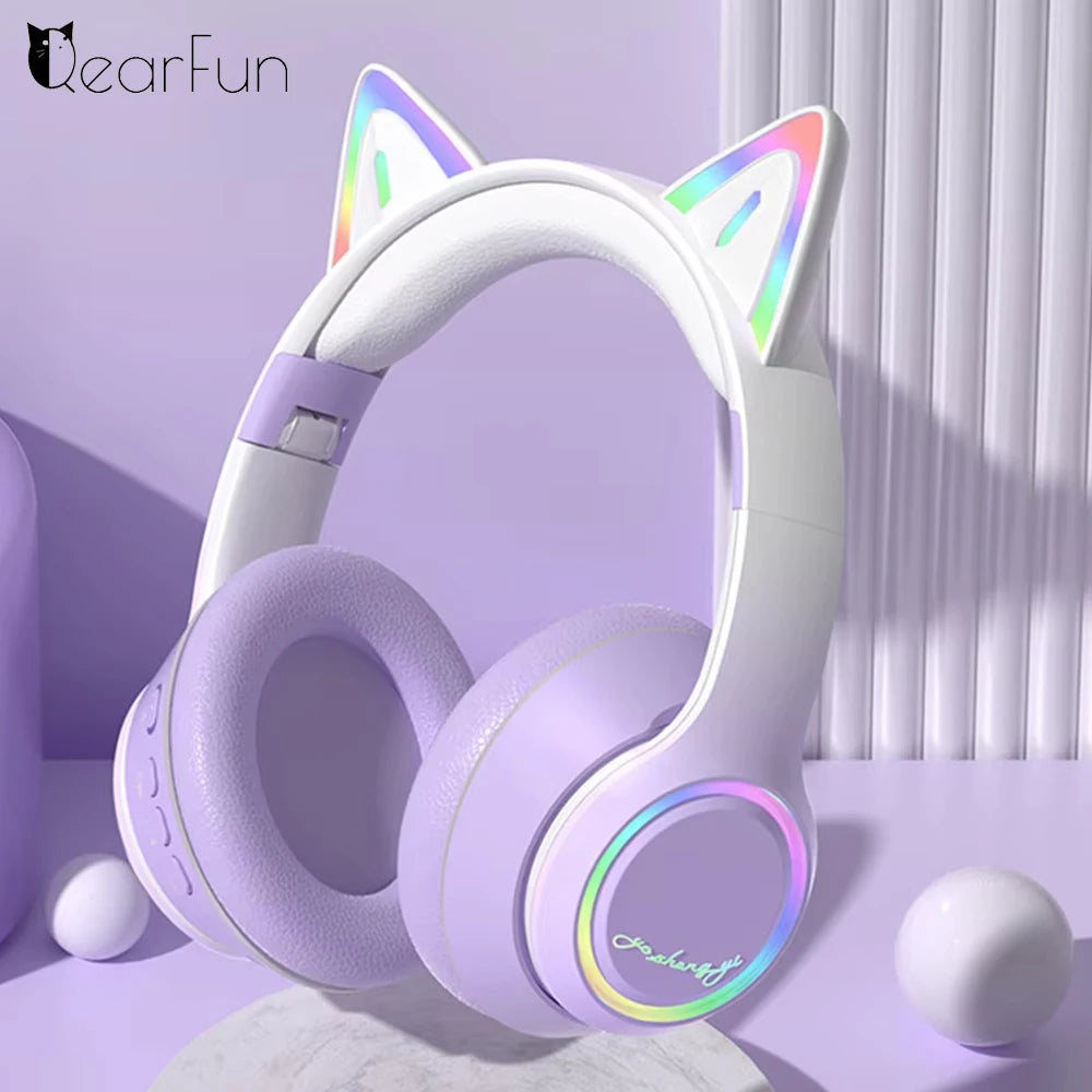 QearFun RGB Cat Ear Bluetooth Headphones - ElectronAge