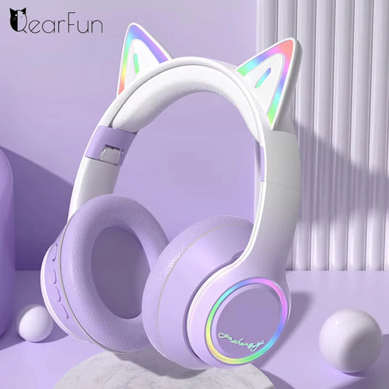QearFun RGB Cat Ear Bluetooth Headphones - ElectronAge