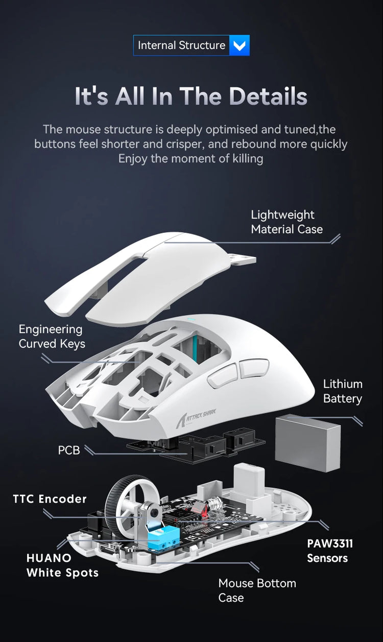 ATTACK SHARK X11 Lightweight Wireless Gaming Mouse - ElectronAge