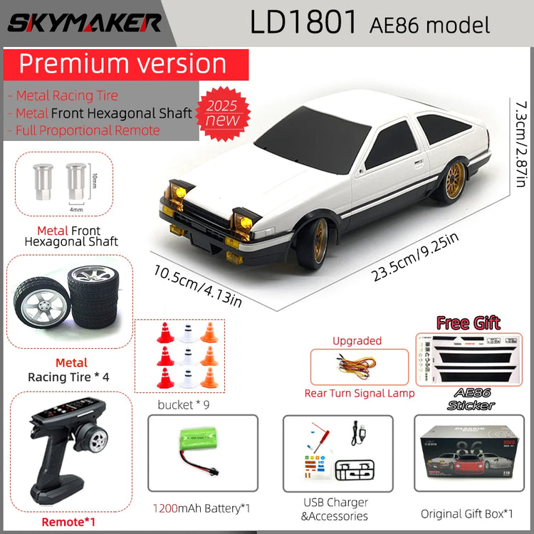 Skymaker AE86 Model LD1801 RX-7 FC LD1802 1:18 RC Drift Car - ElectronAge