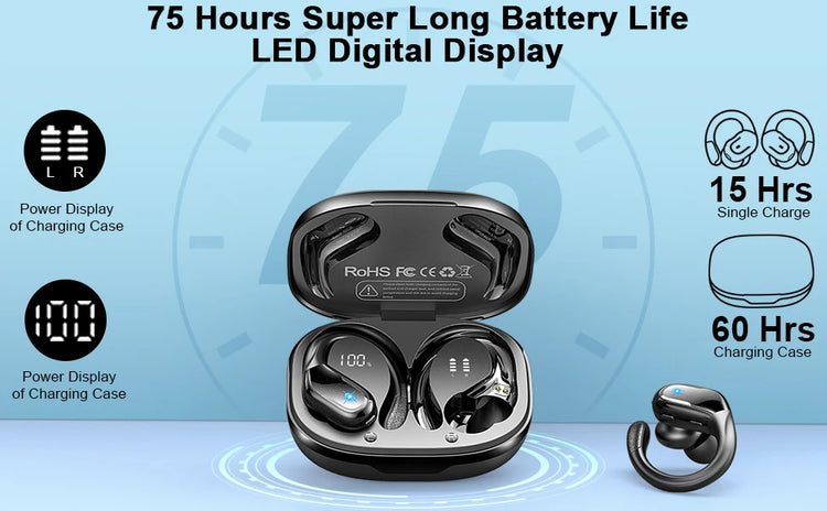 arikasen 75Hrs Bluetooth 5.3 Earphones - ElectronAge